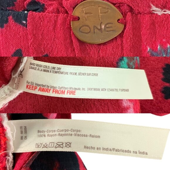 Free People FP One Aloha Wide Leg Pant S Red Floral - Picture 4 of 12